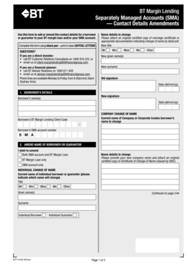BT Margin Lending Contact Details Amendment Form