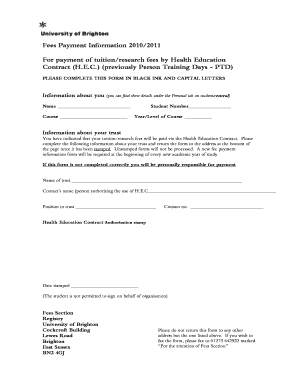 Health Education Contract Fee Payment Form