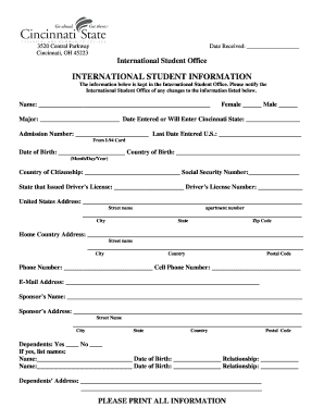 International Student Information Form