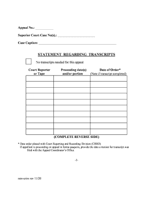 Court Transcript Appeal Form