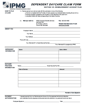 DEPENDENT DAYCARE CLAIM FORM - IPMG