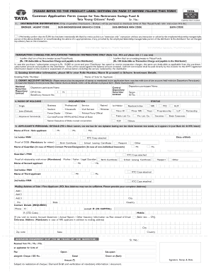 Tata Mutual Fund Common Application Form