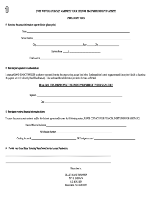 Grand Blanc Township Direct Payment Enrollment Form