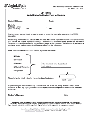 Marital Status Verification Form for Students