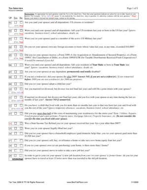 US Tax Interview Form