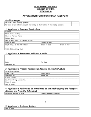 Indian Passport Application Form