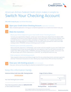 American Airlines Credit Union Checking Account Application
