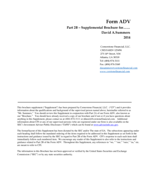 Form ADV Part 2B Brochure Supplement