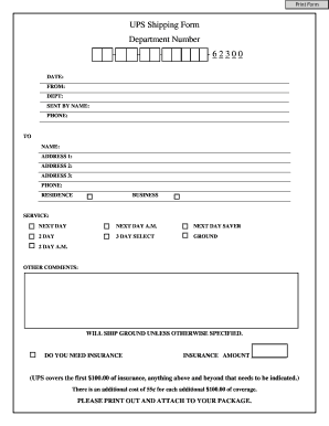 UPS Shipping Form