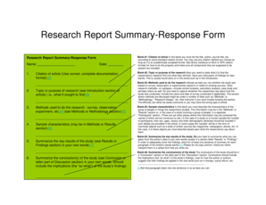 Research Report Summary-Response Form