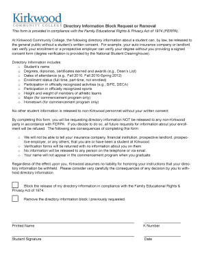 Directory Information Block Request or Removal