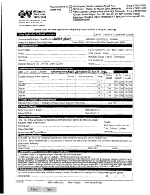 Wellmark Health Insurance Enrollment Form
