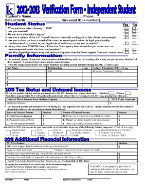 Kirkwood Community College Financial Aid Form