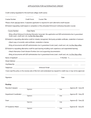 Application for Alternative Credit