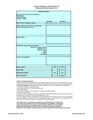 Employment Notice for Day and Temporary Laborers