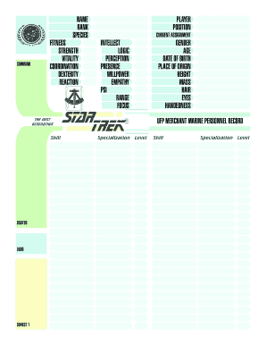 Star Trek UFP Merchant Marine Personnel Record