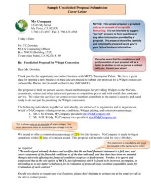 End contract letter - Sample Unsolicited Proposal Submission Cover Letter My Company 12345 My Street My Town, CA 922XX 1-760-123-4567 Fax: 1-760-123-4568 Today s Date Mr