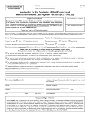 Ohio Real Property Late-Payment Penalty Remission Form