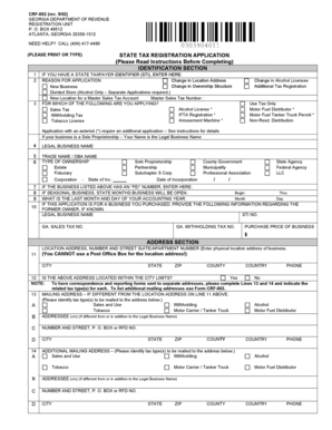 Georgia State Tax Registration Application
