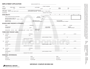 McDonald's Employment Application Form