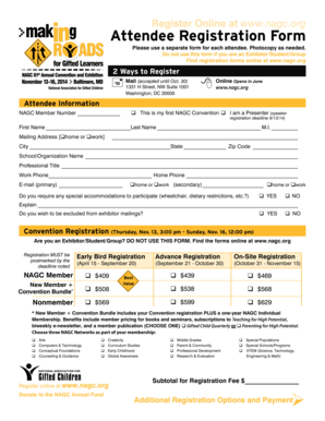 NAGC Convention Attendee Registration Form