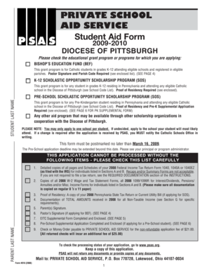 Private School Aid Service Student Aid Form