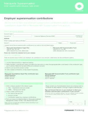 Macquarie Superannuation Contribution Form