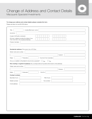 Macquarie Change of Address and Contact Details Form