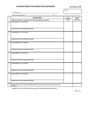 Schedule D Operating Expenses Form
