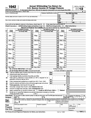 Form 1042 U.S. Source Income of Foreign Persons