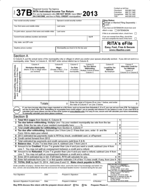 Ohio Individual Income Tax Return Form 37B
