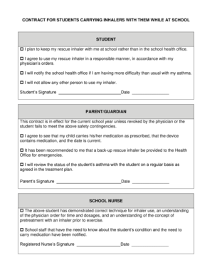 Student Inhaler and Epi-Pen Carrying Contract