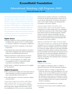 ExxonMobil Educational Matching Gift Program 2009