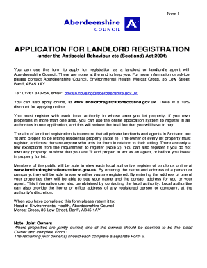 Landlord Registration Application Form 1