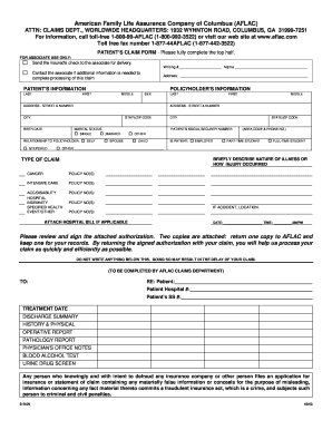 AFLAC Patient Claim Form