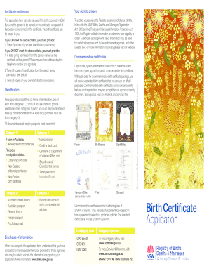 NSW Birth Certificate Application