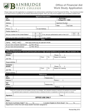 Federal Work-Study Application Form