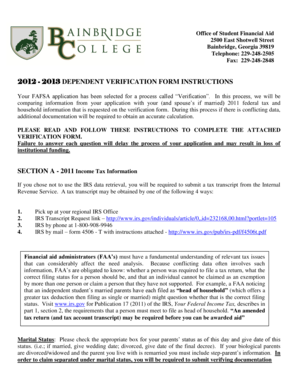 2012-2013 Dependent Verification Form