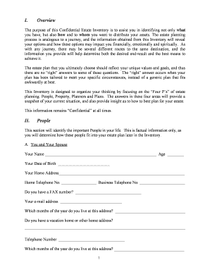 Confidential Estate Inventory