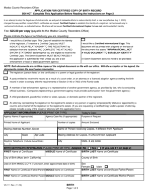 California Birth Certificate Application