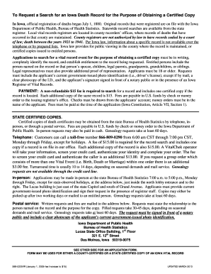 Iowa Death Record Request Form