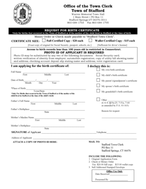 Connecticut Birth Certificate Application