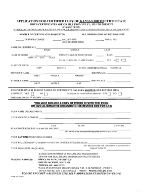 Kansas Birth Certificate Application