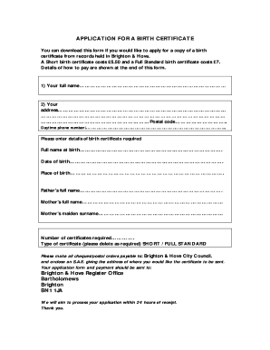 Application for a Birth Certificate