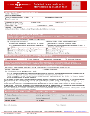Instituto Cervantes Library Membership Application Form