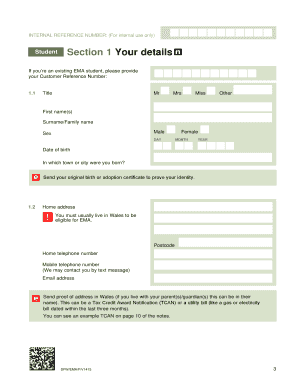 Education Maintenance Allowance Application Form