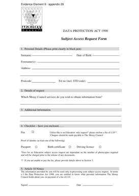 Subject Access Request Form