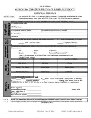Montana Birth Certificate Application