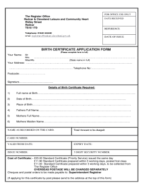 Birth Certificate Application Form