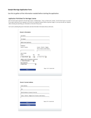 Marriage Application Form